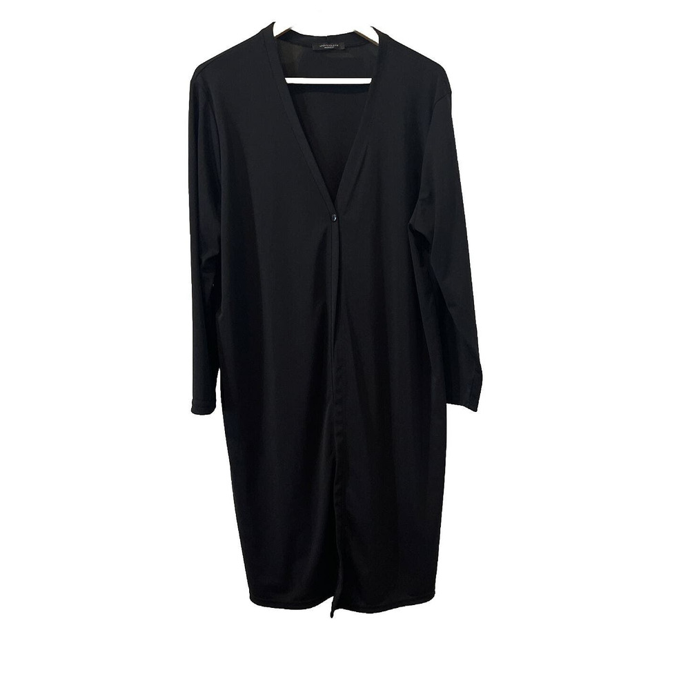 Womens Jonden Long Open Front Tunic Topper-Black Long Sleeve Lightweight